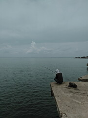 fishing on the beach