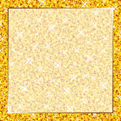 グリッターの背景　正方形　ゴールド枠