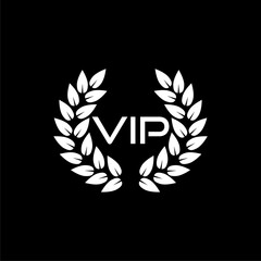 VIP label with a laurel wreath isolated on dark background - obrazy, fototapety, plakaty