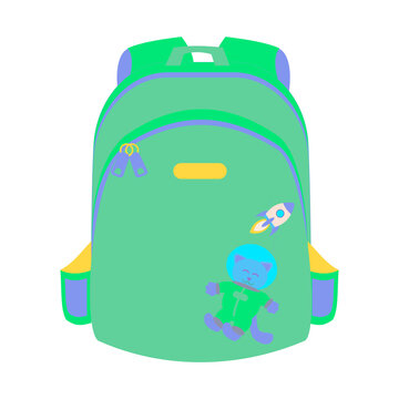 School backpack Flat vector illustration on white background