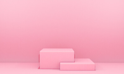 Scene with pink color podium for mock up presentation in minimalism style with copy space, 3d render abstract background