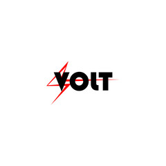 VOLT letter with lightning storm logo design vector