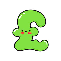 Cute sad pound sterling character. Vector hand drawn cartoon kawaii character illustration icon. Isolated on white background. Pound sterling character concept