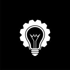 Gear and bulb logo design isolated on dark background