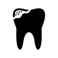 Sick tooth icon, stomatology and dental, caries sign. Dental caries, toothache, bad teeth, limestone, swollen gums. diseased tooth and oral cavity