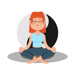 Isolated woman meditating Yoga Healthy lifestyle Vector illustration
