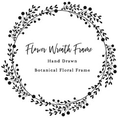 Floral Wreath Frame Vector Illustration Hand Drawing