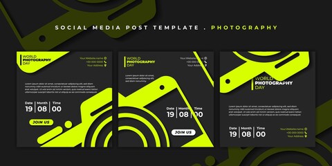 Set of social media template. Social media post template with simple camera design