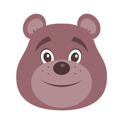 Cartoon good bear head isolated on white background