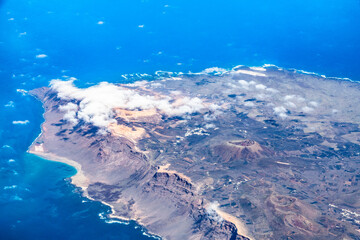 An aerial view of the Canary Island of Lanzarote