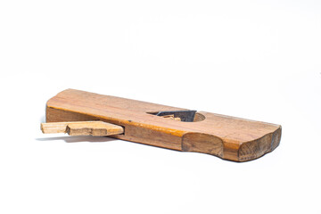 Old wooden jointer isolated on a white background