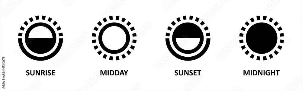 Poster day and night, dark and light modes. screen modes icons set. screen brightness and contrast level co