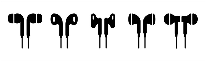 Headphone portable icons set, Airpods icon isolated on white background. Wireless earphones symbol, vector illustration