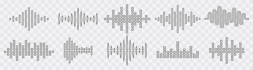 Sound wave. Audio wave set. Vector illustration
