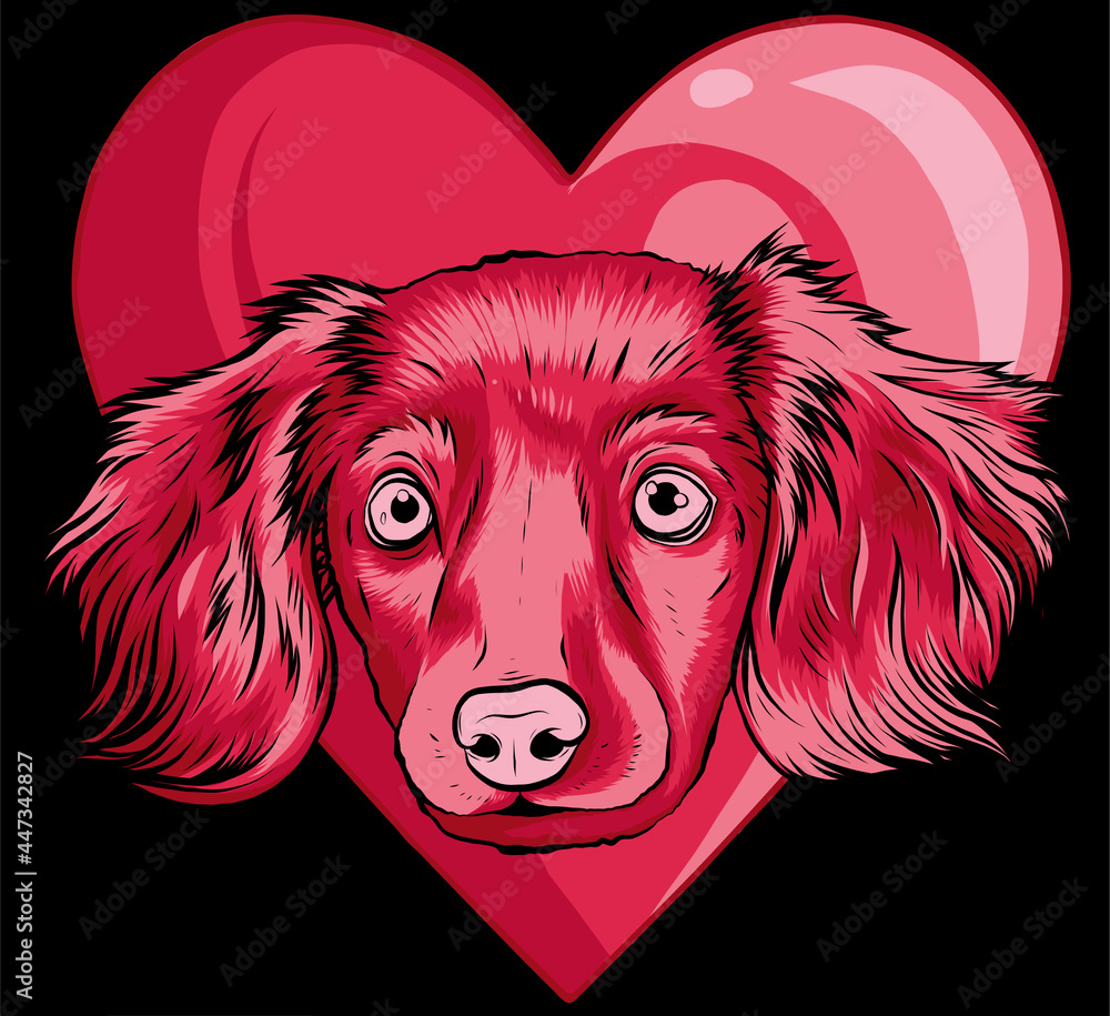 Wall mural puppy head dog in heart vector illustration