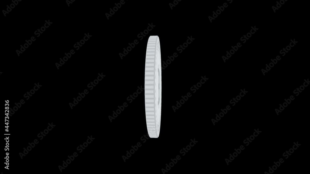 Aufkleber Bitcoin BTC cryptocurrency isolated silver coin on black and green screen loopable background. Rotating silver metal looping abstract concept. 3D loop seamless animation.