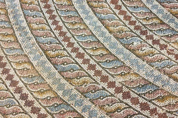 Poster Greek ornament background, top view of floor mosaic, Paphos, Cyprus © karina_lo