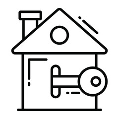 house key trendy icon, line style isolated on white background. Symbol for your web site design, logo, app, UI.