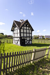 Fototapeta na wymiar Luntley Court Dovecote a half timbered colunbarium dating from 1673 at Luntley, Herefordshire UK