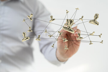 Business people silhouettes network team