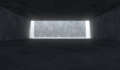 Empty space with concrete wall and lateral lights, Abstract  Modern design background.3d Rendering.
