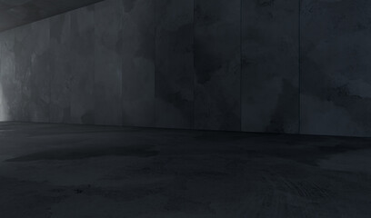 Empty space with concrete wall and lateral lights, Abstract  Modern design background.3d Rendering.