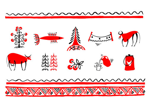 Mezen painting. Russian national pattern