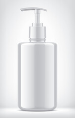 Non-transparent plastic bottle on background. 