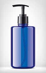 Color plastic bottle on background. 