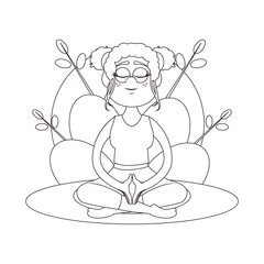 Isolated woman meditating Yoga Healthy lifestyle Vector illustration