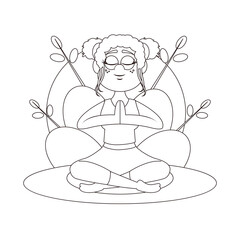 Isolated woman meditating Yoga Healthy lifestyle Vector illustration