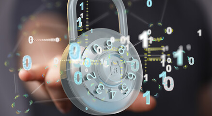 Information technology protected with firewall, secure access and encryption against cyber