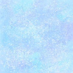 abstract watercolor background in blue and purple tones with white snowflakes