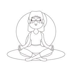 Isolated woman meditating Yoga Healthy lifestyle Vector illustration