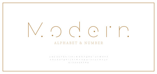 Thin modern minimalist abstract alphabet fonts with dots. Minimal modern fonts and numbers.Typography typeface, electronic, movie, digital, music, future, logo creative font.