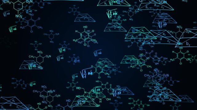 4K Abstract mathematical formulas are written and moved in the virtual space Loop Backgrounds. E learning Education Internet Technology Webinar Online Courses. 3D green screen