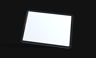 3D tablet with empty screen isolated digital black