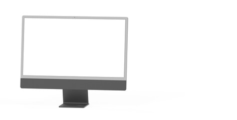 Computer display mock up with blank white screen. Stylish desktop computer mockup.