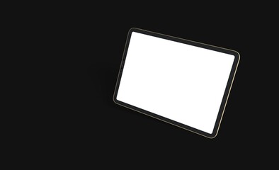 Photo Black tablet computer with blank 3d black background