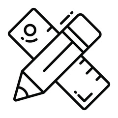 pencil and ruler trendy icon, line style isolated on white background. Symbol for your web site design, logo, app, UI.
