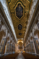 Fototapeta premium Interior of Amalfi Cathedral (Cattedrale di Sant'Andrea) seen from the entrance, Italy