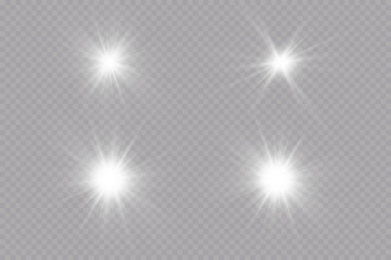 Fototapeta premium Glow effect. Star on transparent background.Bright sun. Vector illustration. 