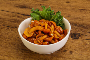Marinated mushroom - honey agaric in the bowl