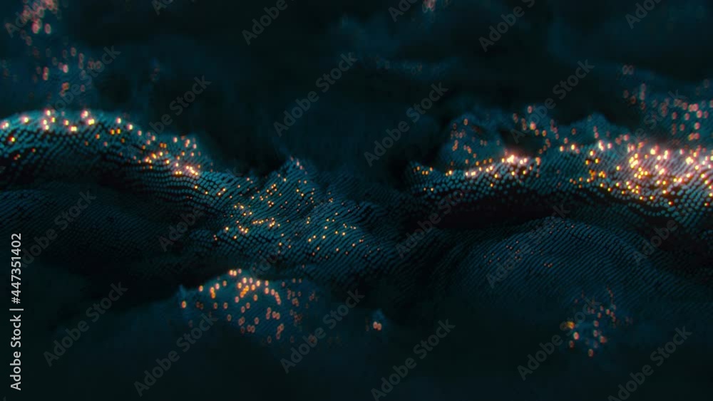 Poster big data network landscape. futuristic technology background. seamless loop 3d render animation
