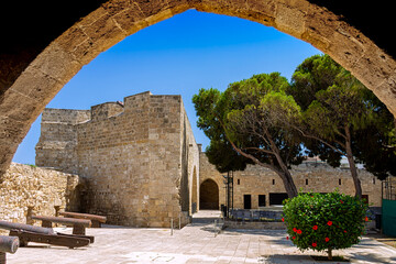 Cyprus, Larnaca - 28 June 2021. Medieval fort in the southern part of the Finikoudes promenade.