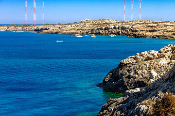 Seascape seen from a place called Kamara Tou Koraka Stone Arch. Cape Greco National Forest Park on...