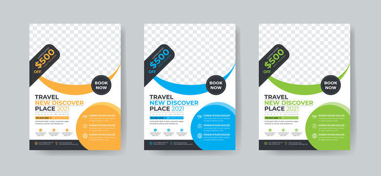 Travel Flyer Shape Layout with colorful Accents