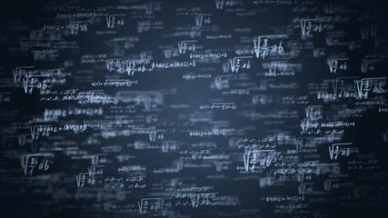 Camera flying through math formulas Green Screen Loop Animation Background. Math calculations functions equations. Matrix formulas. mathematic formulas, data, graphs and equations, math problems - Powered by Adobe