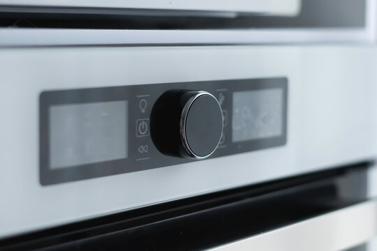 Close up photo of sensor panel on the oven. Technology concept.Modern oven. Technology modern kitchen