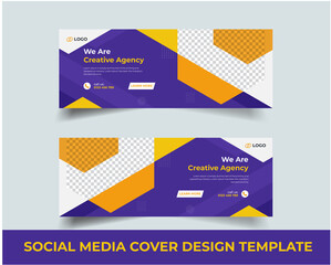 Digital marketing agency social media banner design template. Editable social media Facebook timeline cover, promotional web ads banner design.